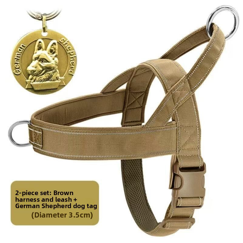 Reflective tactical nylon dog harness, available from Pet Royale UK