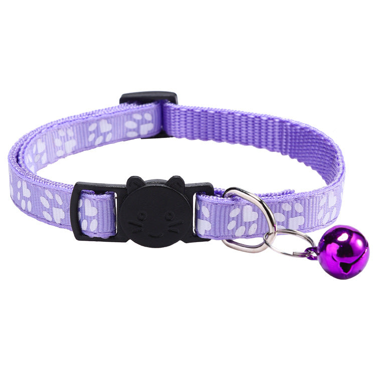 Colourful paw print cat collar with little bell, product image 12