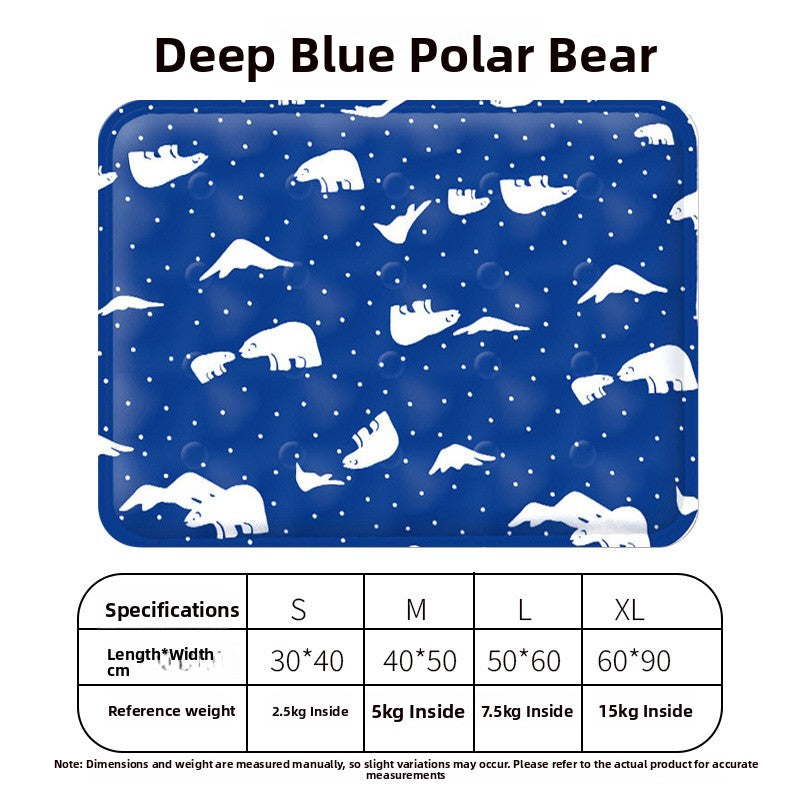 Gel cooling mat with fun print in Medium (40 x 50cm) Navy Polar Bear