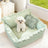 Square green washable dog bed with cooling bean mat, photo 7