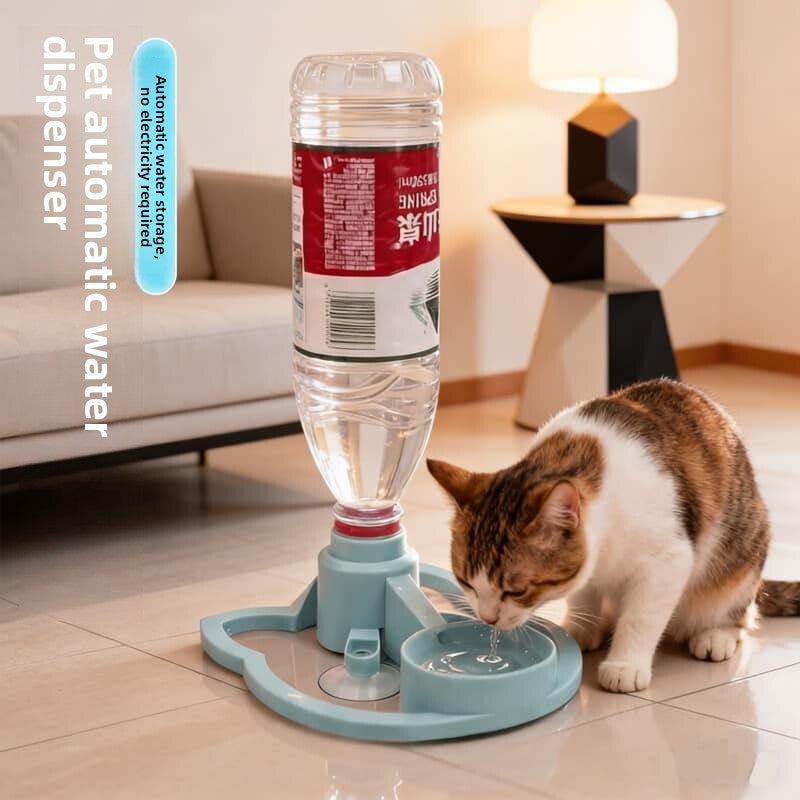 Gravity-Fed Pet Water Dispenser for Standard Water Bottles, No Electricity Needed