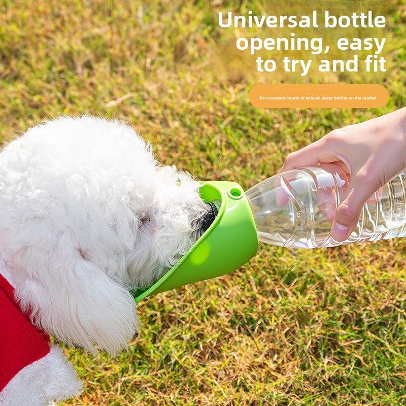 Foldable Silicone Travel Water Cup for Pets and People That Attaches to Water Bottles