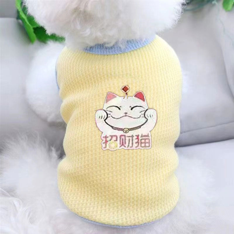 Lucky cat and bear print vest for pets for dogs and cats, image 32
