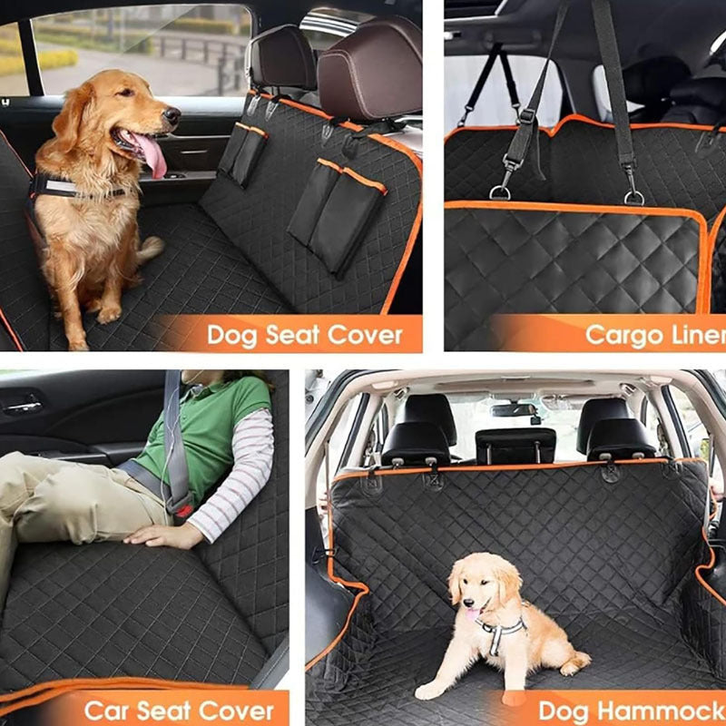 Waterproof dog car back seat cover with pockets, detail photo 4
