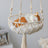 Handwoven bohemian hanging cat hammock in breathable cloth, product image 2