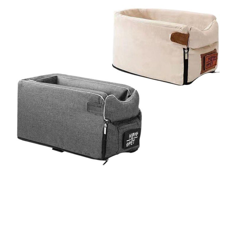 Waterproof front seat dog car bed in grey