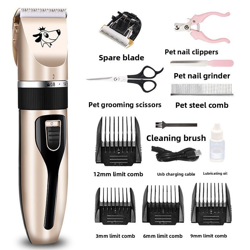 Pet Hair Clipper Set with 4 Limit Combs, Rechargeable Dual Voltage