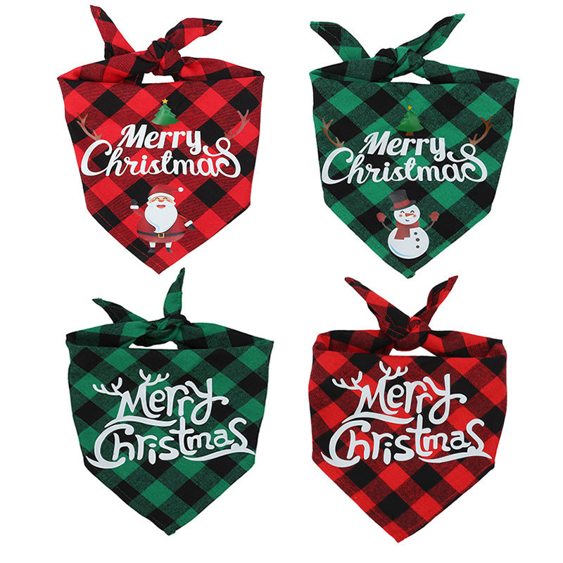 Christmas Santa bandana scarf for dogs and cats in Green Santa, front view