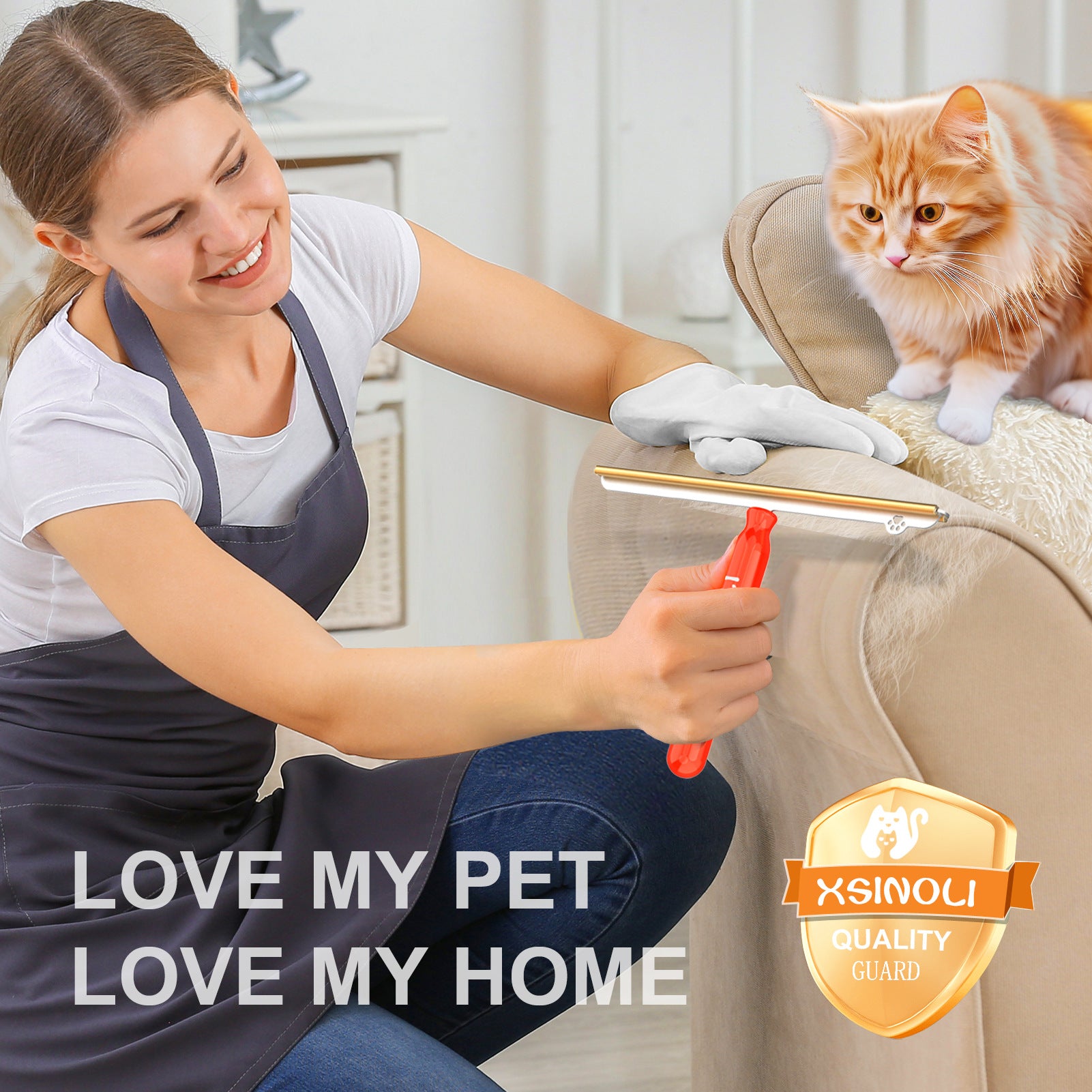 Pet Hair Removal Brush for Carpets with Stainless Steel Head