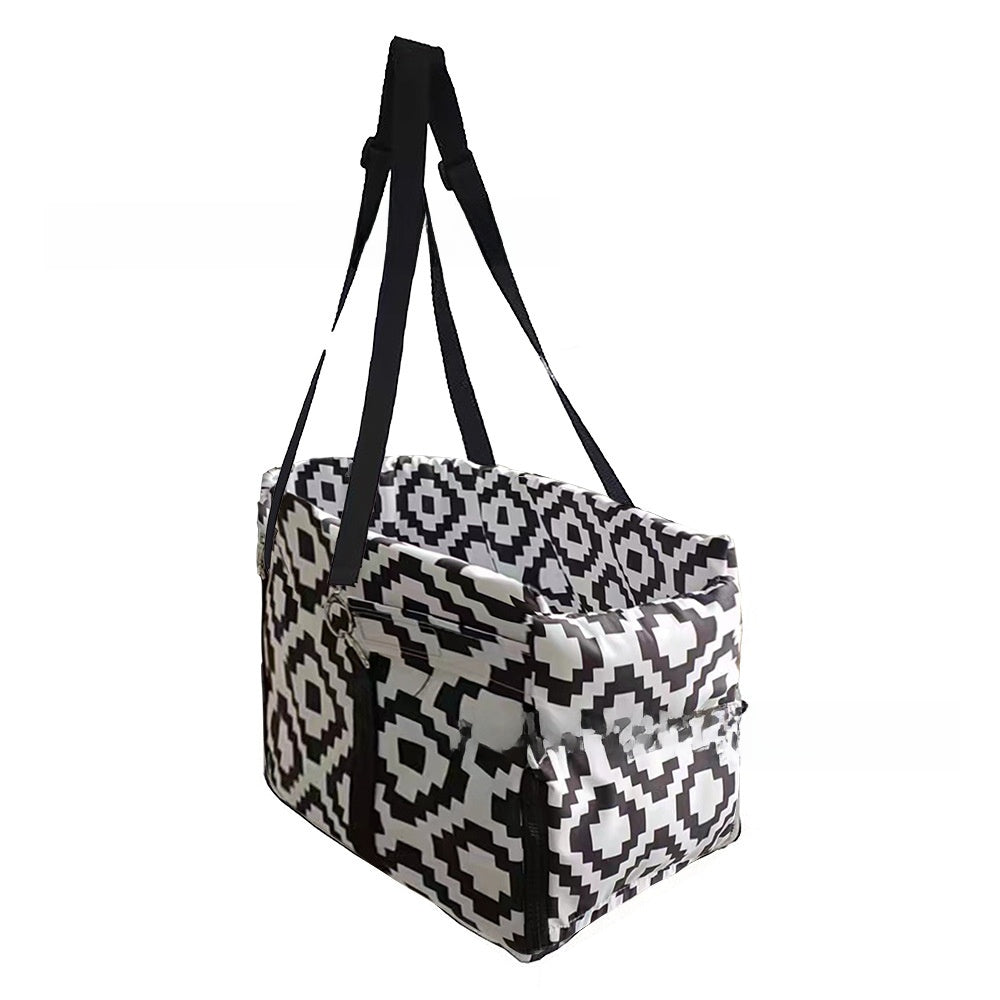 Small dog car safety seat with carry strap, product gallery photo