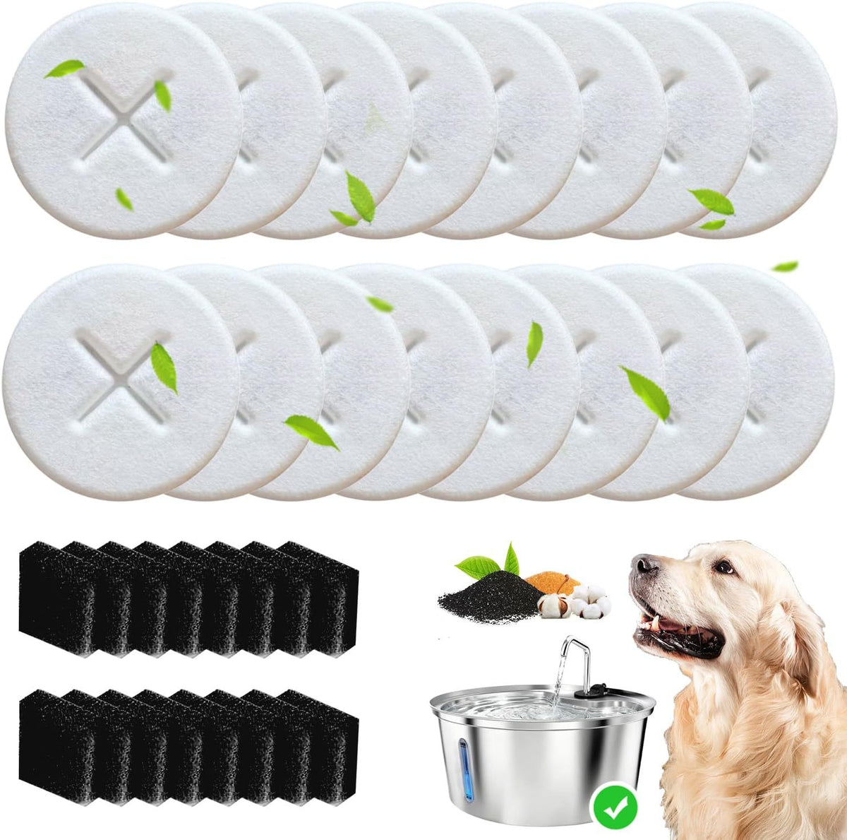 Pet water fountain replacement filter cartridge with activated carbon, view 13