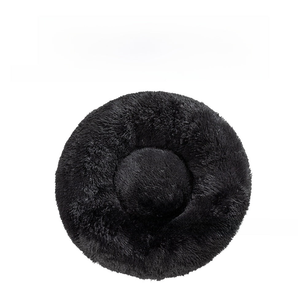 Non slip round long plush donut dog bed, view 25