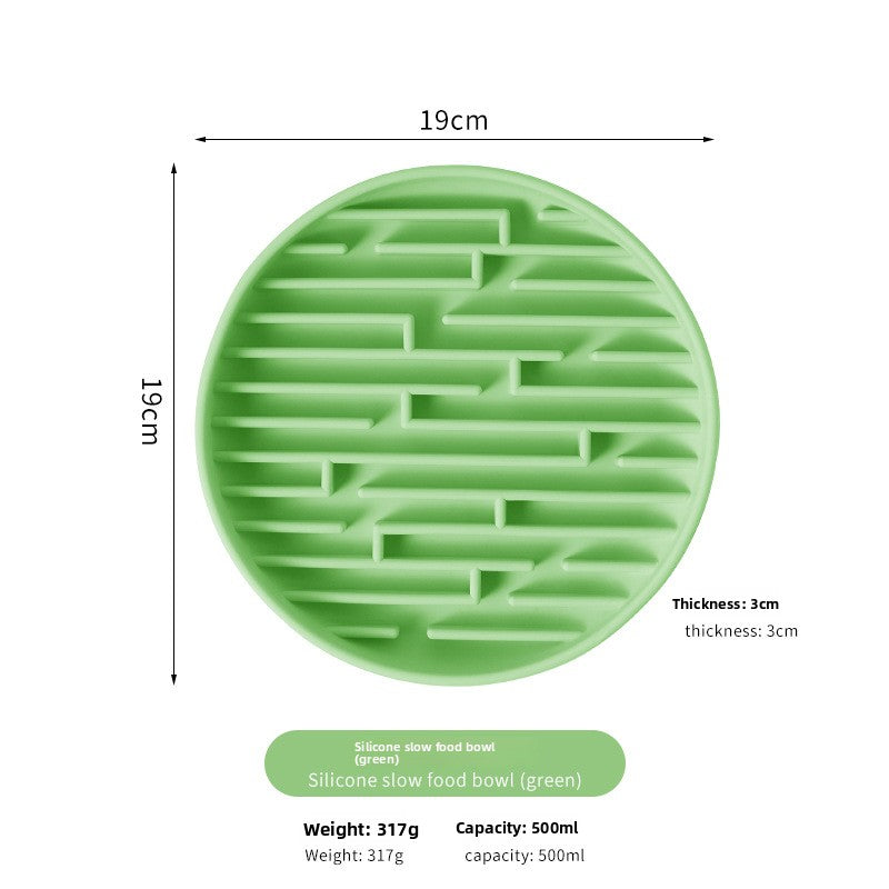 Silicone Slow Feeder Bowl with Suction Base for Cats and Dogs in Striped Design