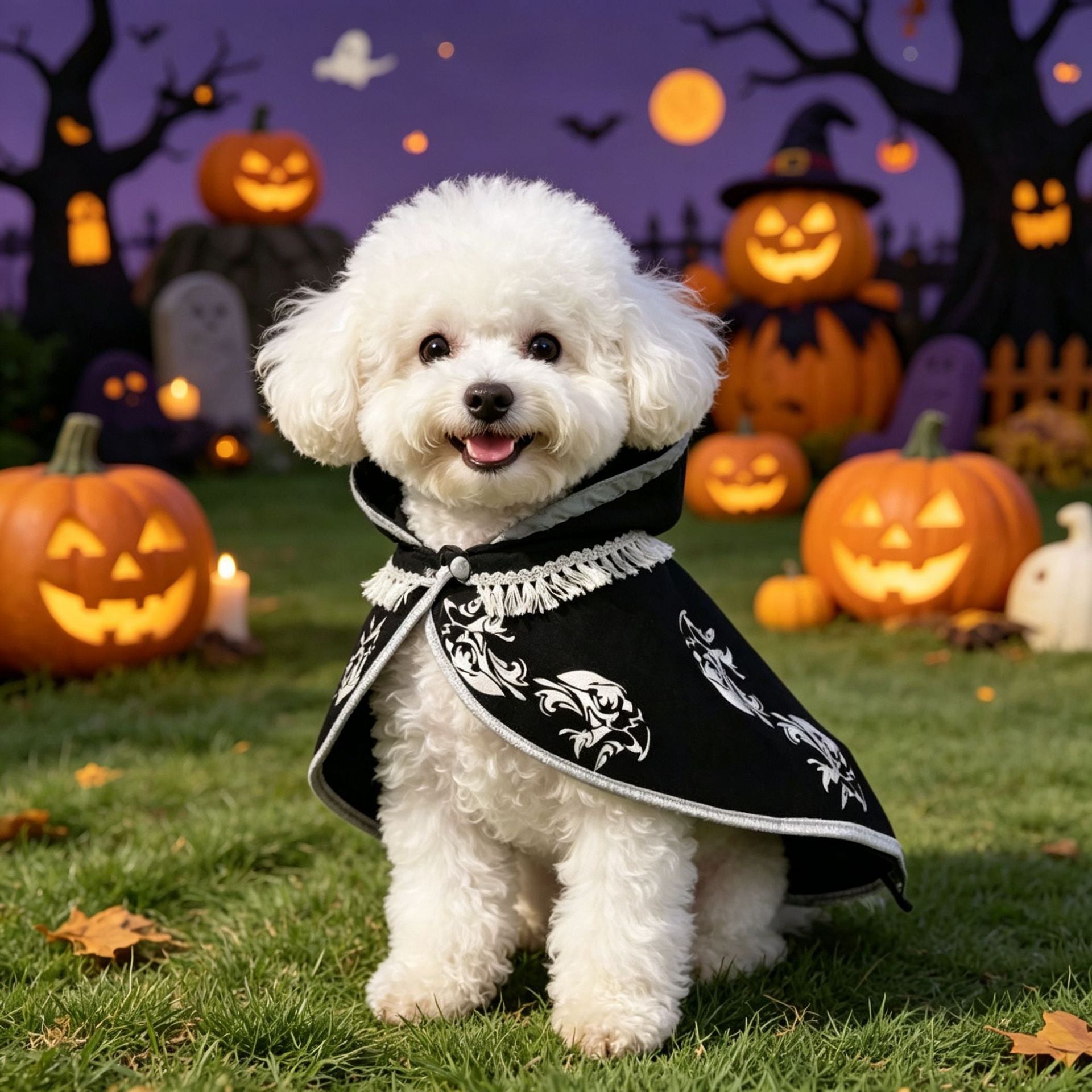 Black eagle feather print Halloween dog cape, in Black, sizes Small to 2XL, image 1