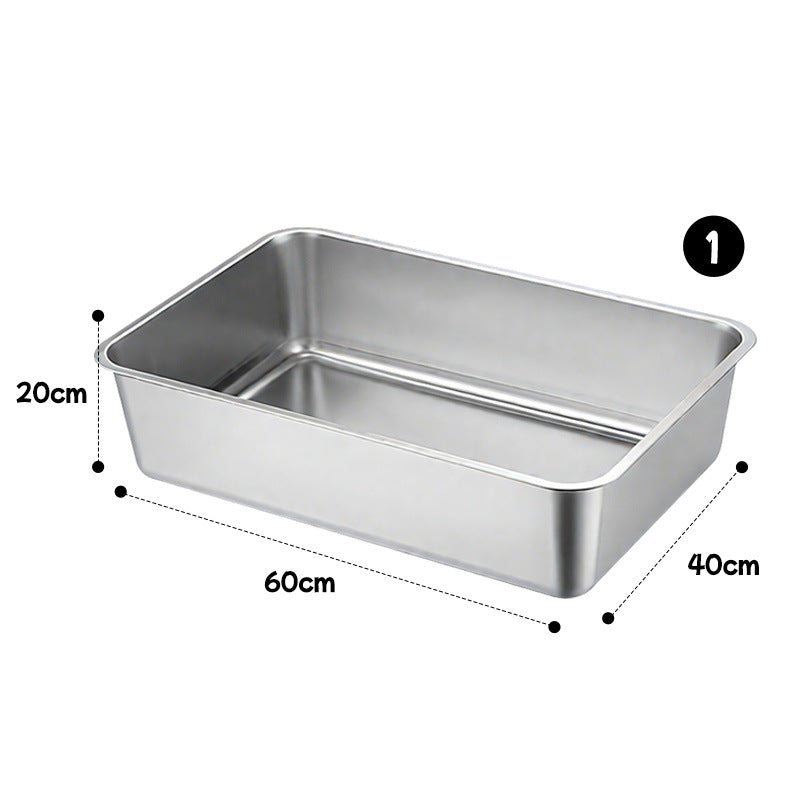 Open Stainless Steel Cat Litter Box, Low Entry for Kittens and Cats