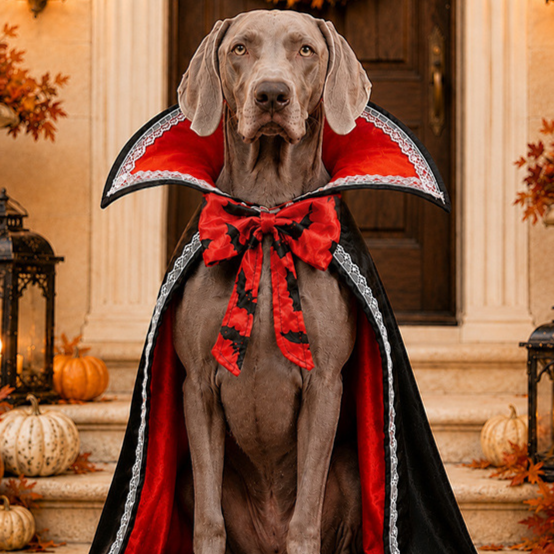 Red knight style Halloween cape with lace for dogs, photo 2