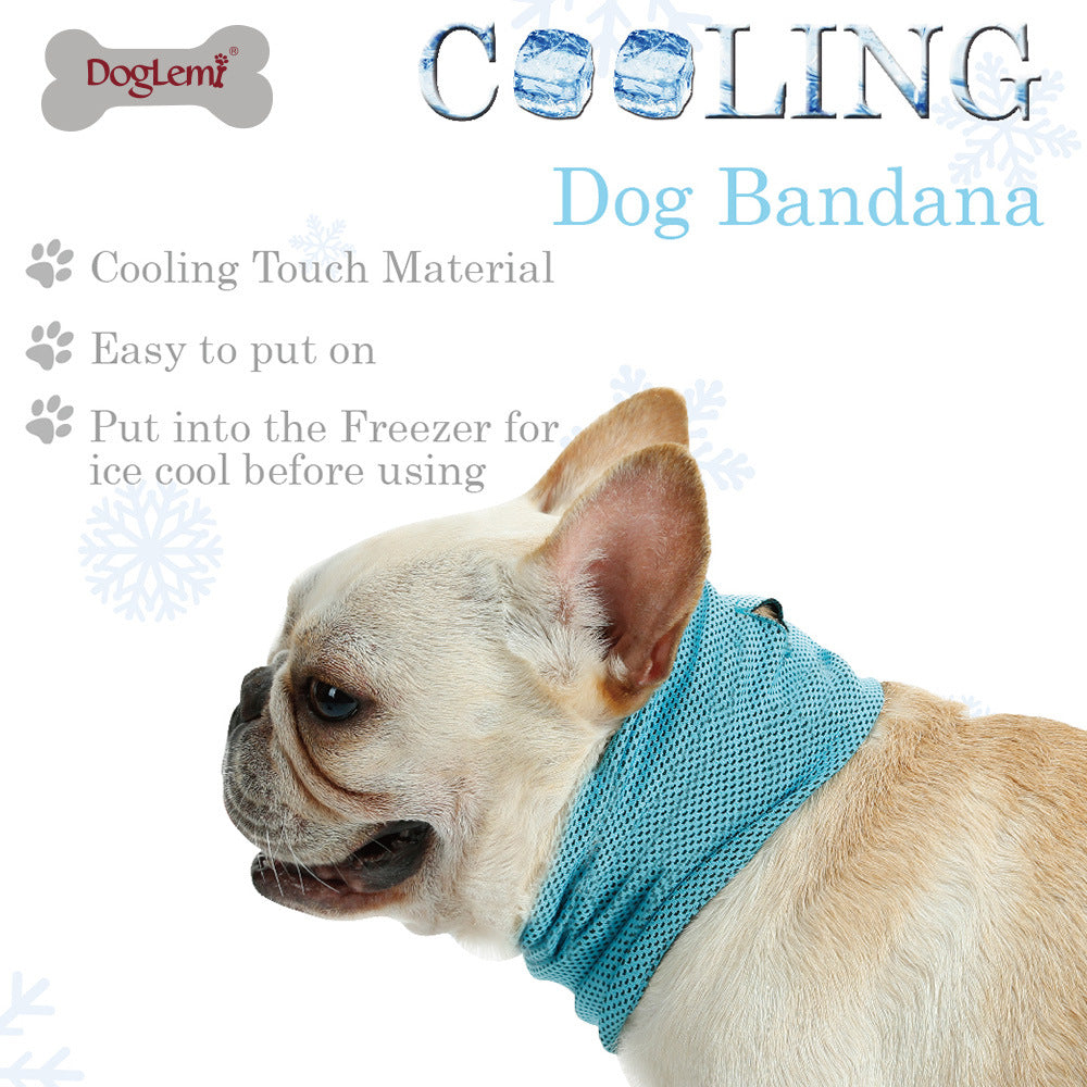 Summer cooling scarf for dogs and cats in Blue, close-up detail
