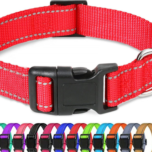 Adjustable polyester collar for dogs and cats in 10 colour options