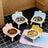 Anti-Spill Square Ceramic Pet Bowl with Raised Stand in Four Light Colours