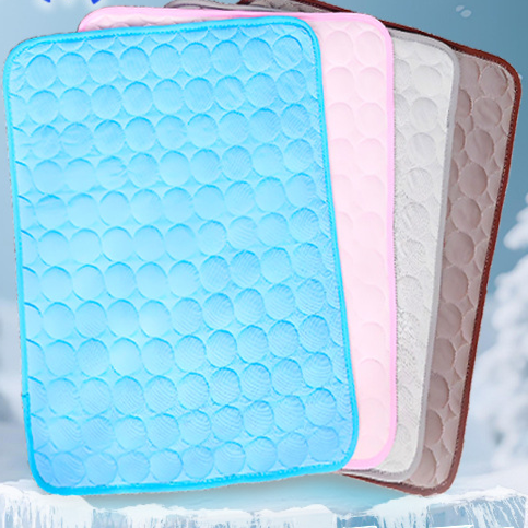 Blue ice silk pet cooling mat for cats and dogs