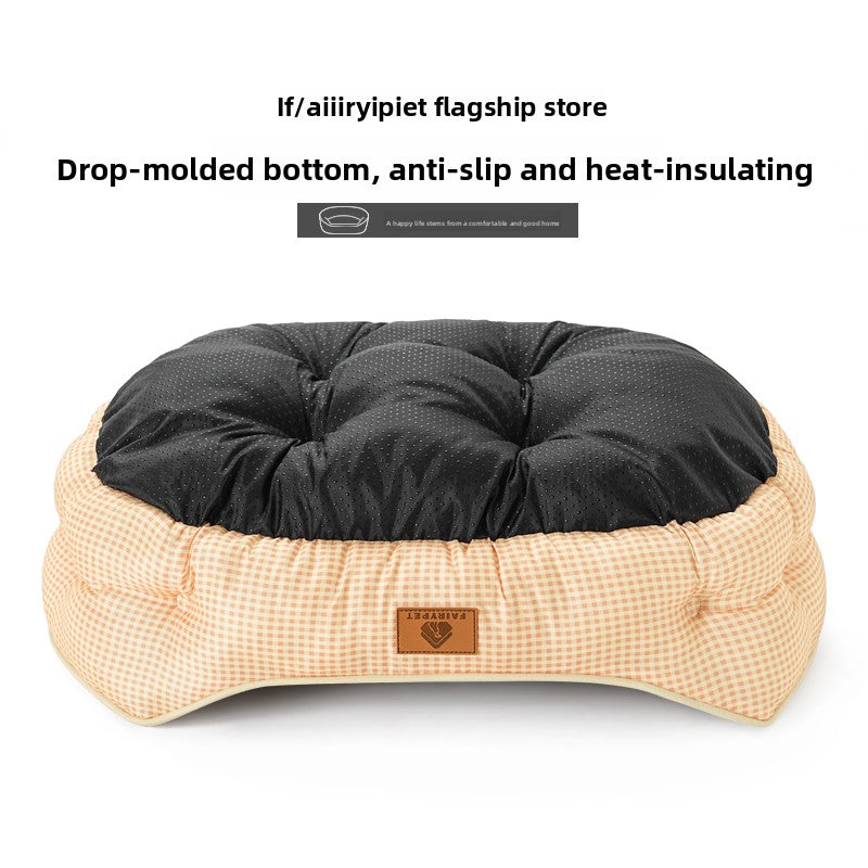 Fluffy all-season dog bed with raised sides in soft colours, photo 4
