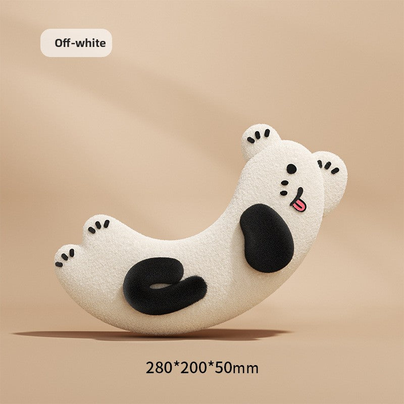 Fluffy teddy velvet half-moon pet pillow in white, product image 5