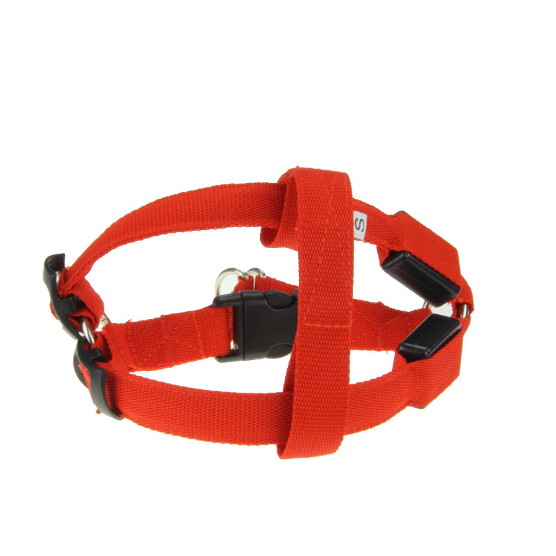 Rechargeable LED light up dog harness in Red, front view