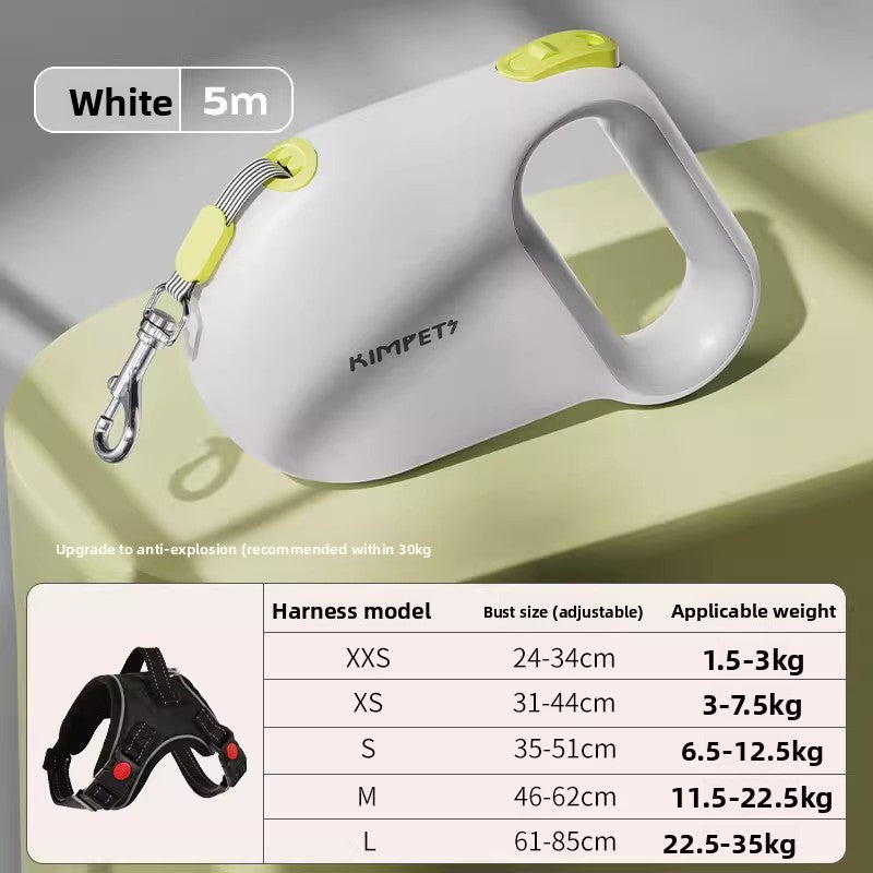 Retractable lead with matching harness for dogs, ideal for everyday use