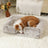 Square long plush pet bed in light grey