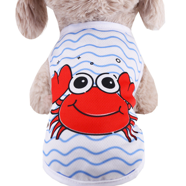 Breathable mesh summer pet vest for dogs and cats in Yellow Scarf, front view