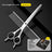 Straight, curved and thinning pet grooming shears with a matching comb