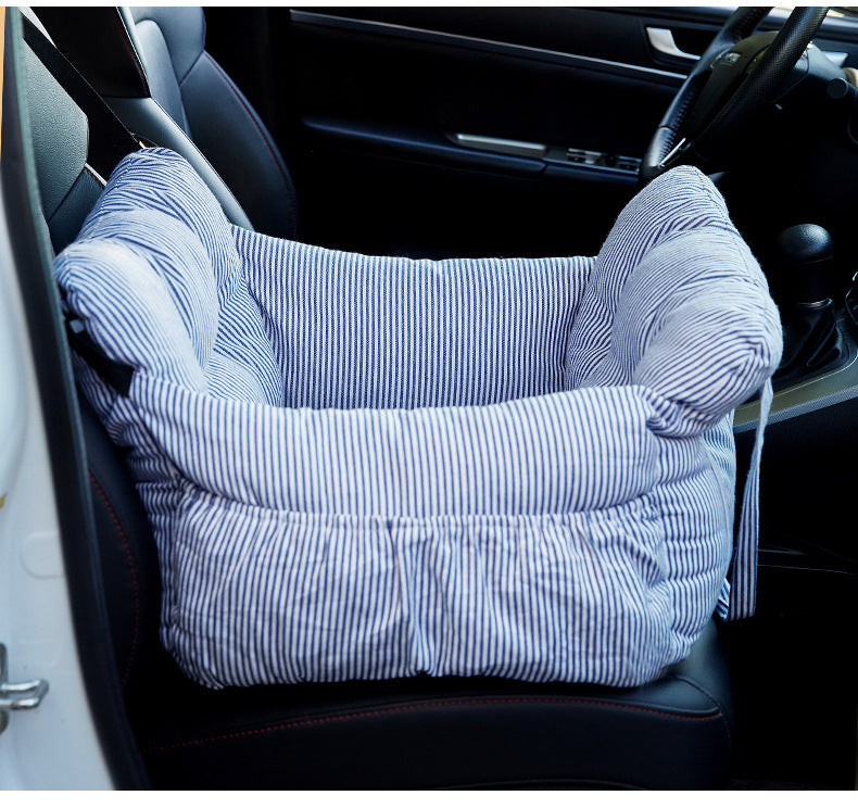 Portable car pet bed for small dogs in Black Stripe