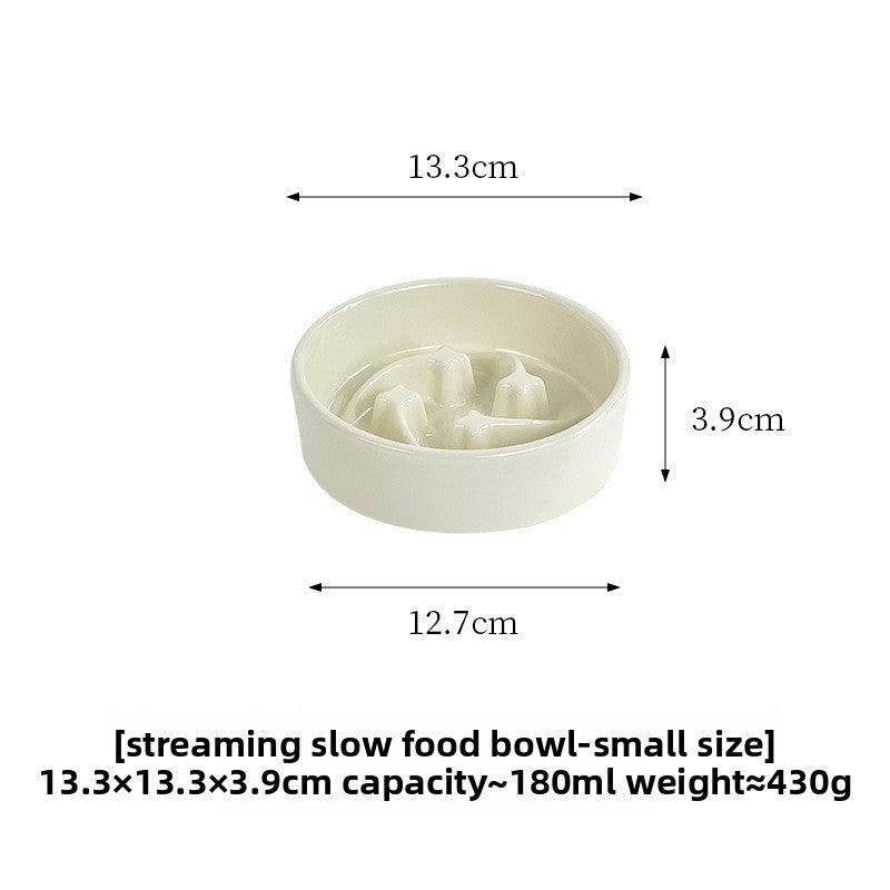 Meteor Shaped Ceramic Slow Feeder Pet Bowl in Small Medium or Large with Stable Base