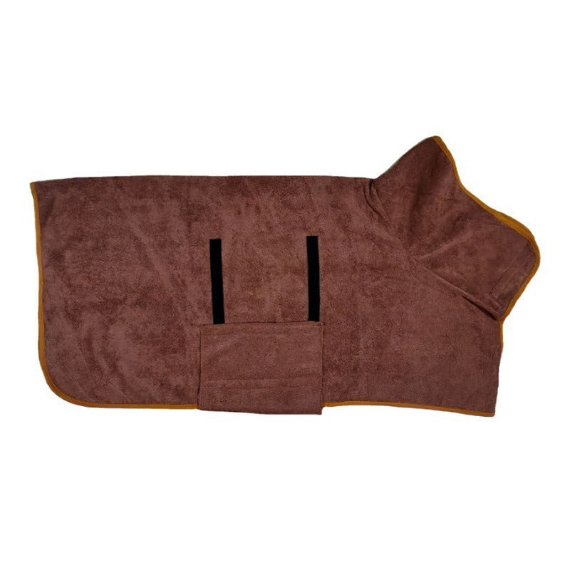 Dog being dried with a grey microfibre pet bath towel