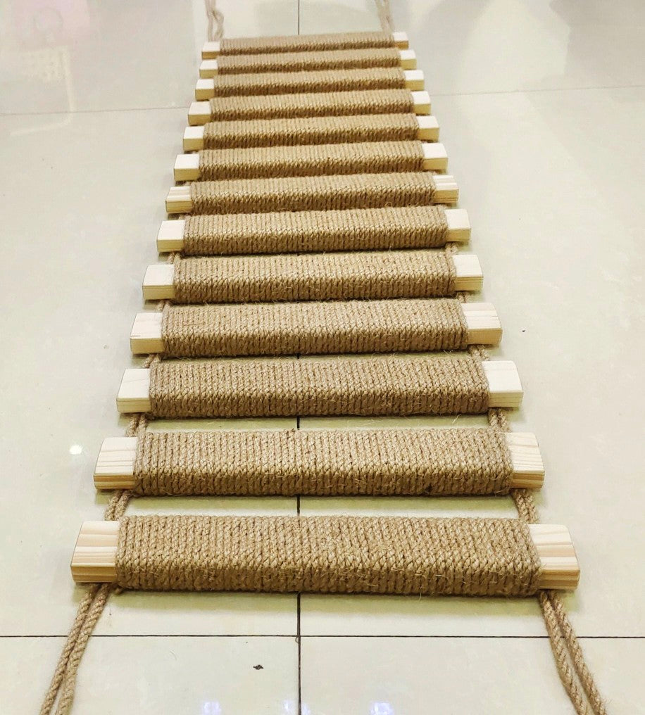 Cat climbing ladder and bridge with sisal steps, product overview photo