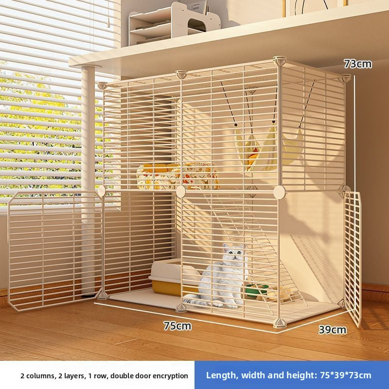 Indoor plastic cat cage with litter area and cat bed, view 62