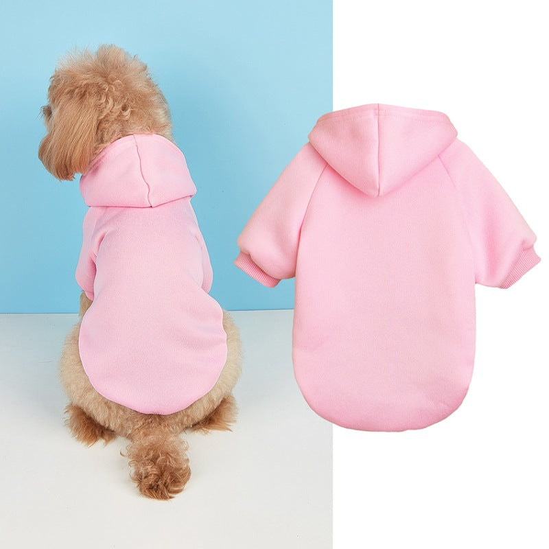 Classic hooded jumper for dogs and cats in Khaki, showing size and shape
