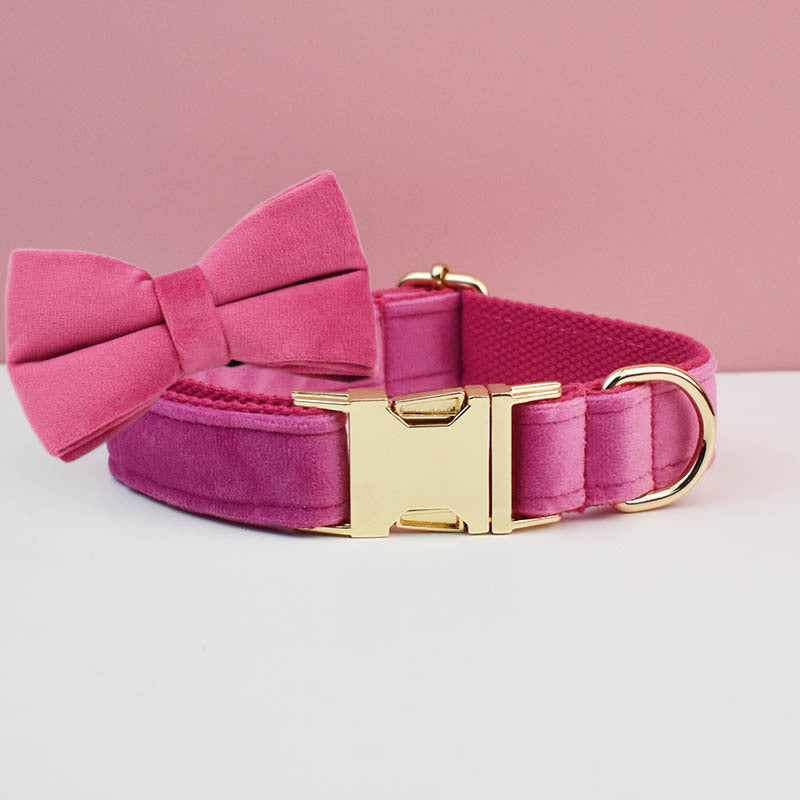 Rose red velvet dog collar and lead, ideal for everyday use