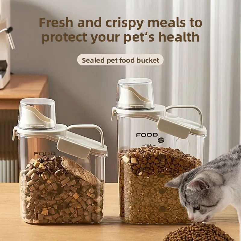 Airtight pet food storage container in light green, view 1