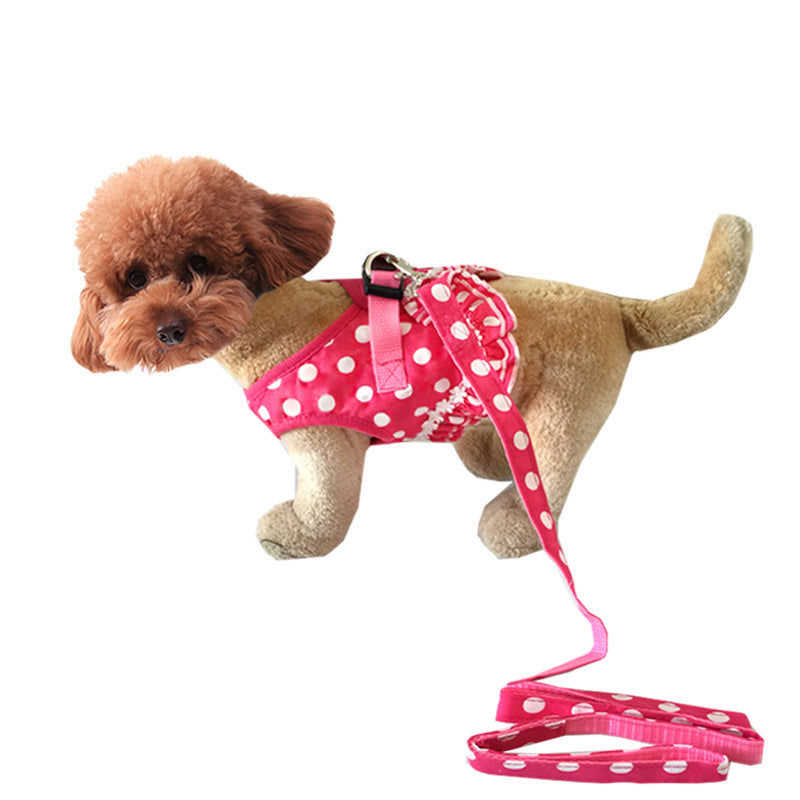 Wave dot vest harness with lead in 2 colour options
