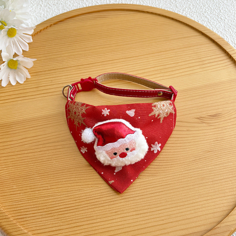 Christmas collar with triangle scarf for cats in Christmas Tree, material detail