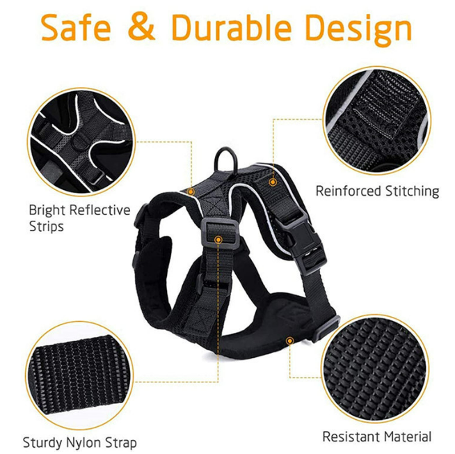 Mesh pet harness sets shown in eleven colours