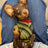 Dark green striped two leg hoodie for small dogs