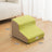 Cat walking up banana yellow foam pet steps