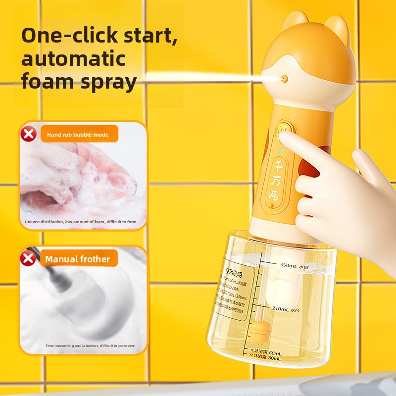 Cat-Shaped Bubble Machine for Pet Bath Time Foam
