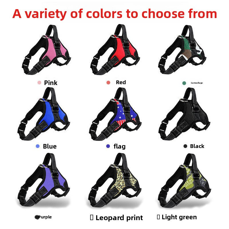 Padded 600D Oxford vest dog harness with reflective trim, product image 1