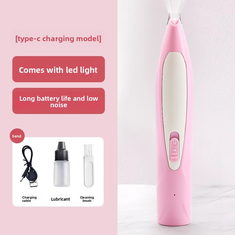 Mini Paw Hair Trimmer with LED Light, Battery or USB Rechargeable