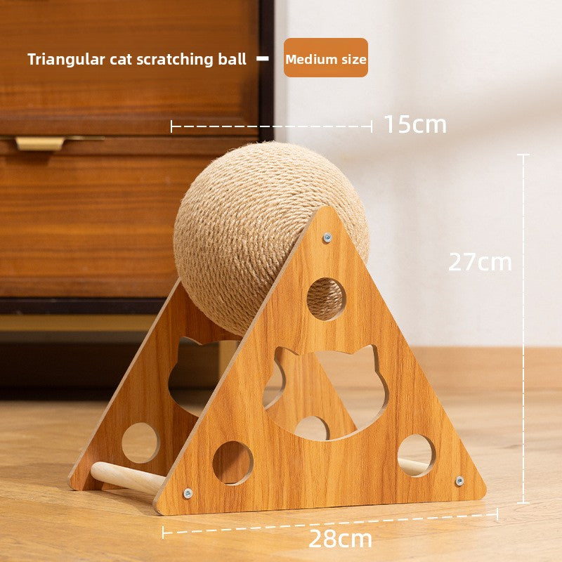 Sisal cat scratching ball on a wooden stand, photo 6 of 7