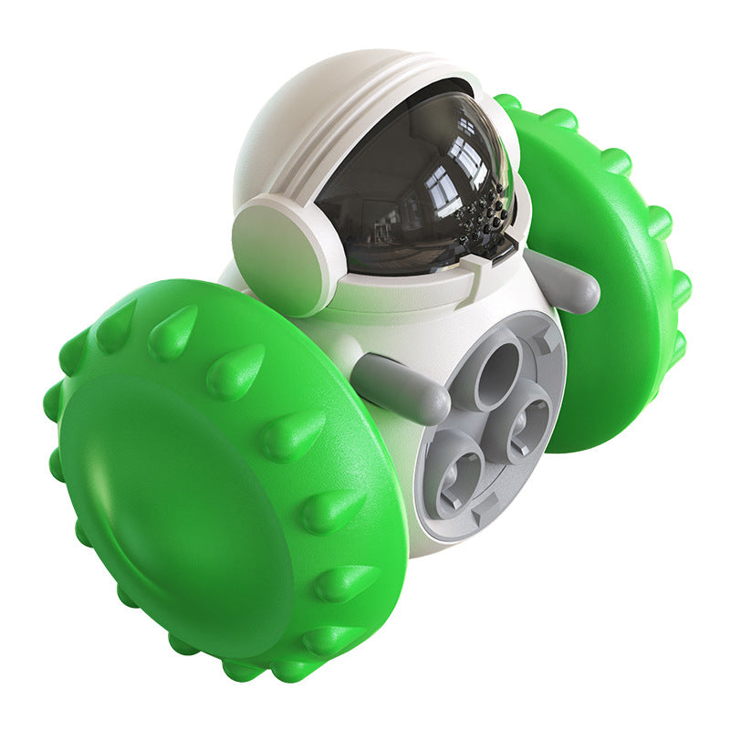 Interactive Cat Food Dispensing Toy with Wobbling Robot or Tumbler Design and Slow Release