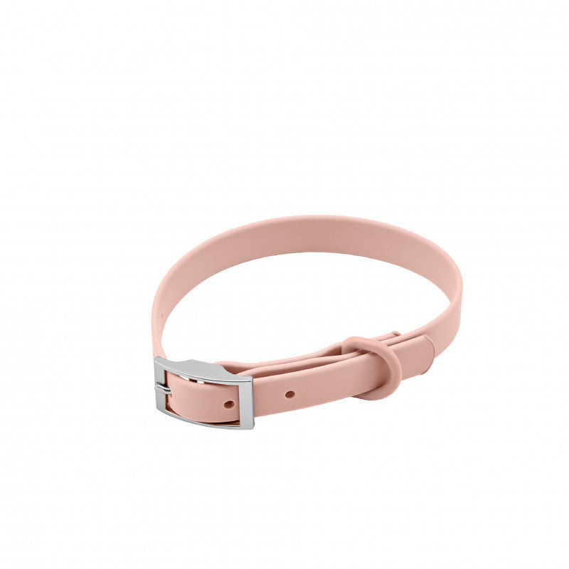 Silicone pet collar with alphabet letters in Pink Collar, side view
